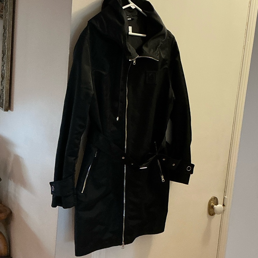 Burberry Black Hooded  Coat with Belt